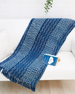 Indigo Blue Block Printed Throw Blanket