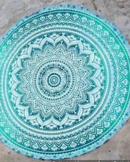 Discover the Elegance of the Turquoise Ombre Mandala Beach Throw Round