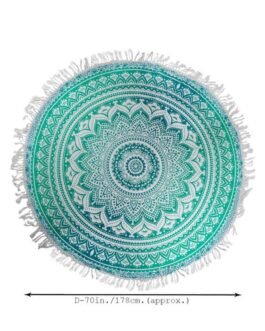 Discover the Elegance of the Turquoise Ombre Mandala Beach Throw Round