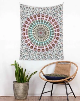 Turquoise Peacock Wing Mandala Tapestry