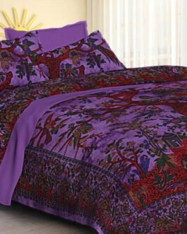 Incredible Block Printed Purple Tree of Life Duvet Set