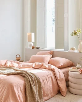 Discover the Comfort of Our Peach Linen Duvet Set