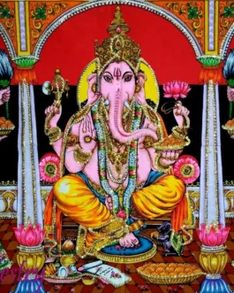 Elegant Lord Ganesh Cotton Cloth Poster for Your Wall Decor